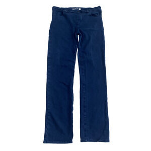 Betabrand Large Long Pull On 4 Pocket Straight Jeans Stretch Blue Denim